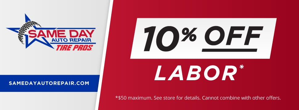 10% off labor, same day auto repair tire pros,